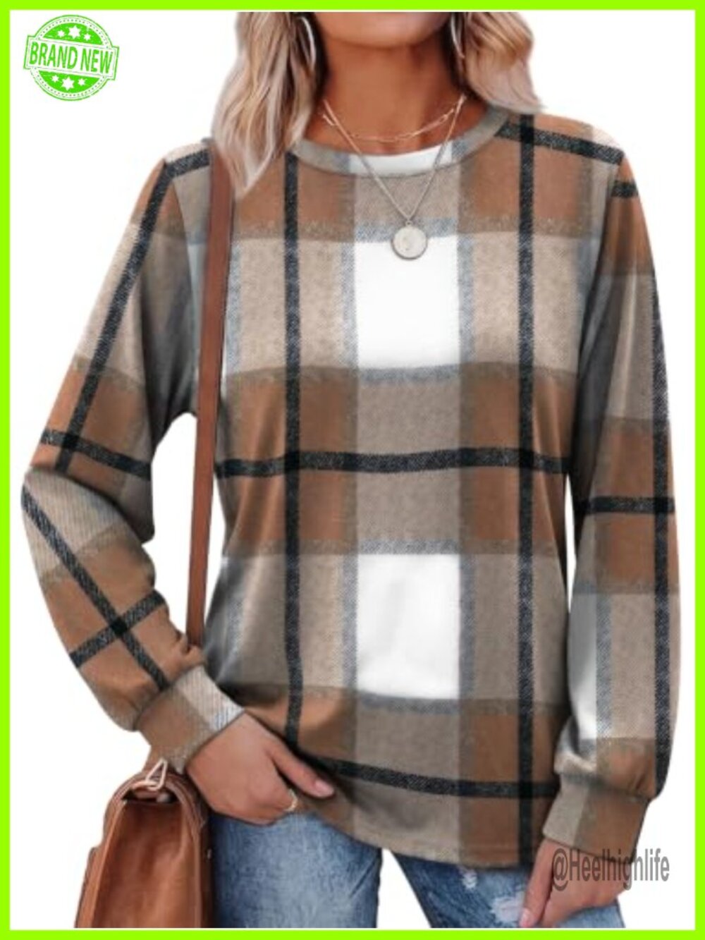 Women's Crewneck Long Sleeve Sweatshirt Polyester Spandex Pullover - Picture 3 of 6